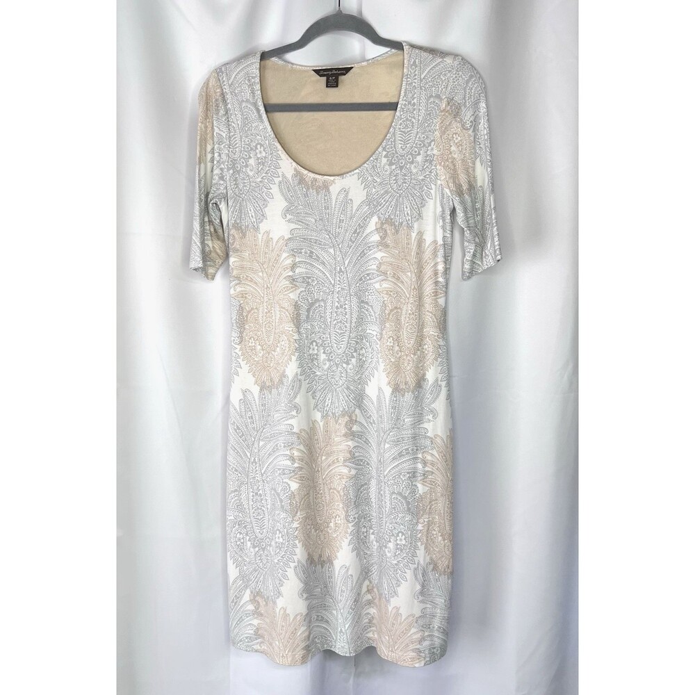 Tommy Bahama Abstract Paisley Stretch Dress Lined Half Sleeve Size Small